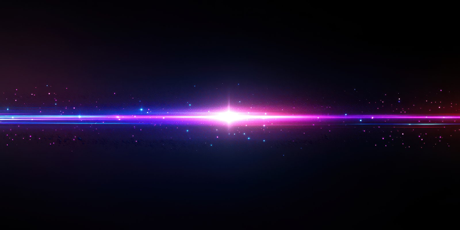 Vibrant cosmic light rays create a stunning visual effect against a dark backdrop in a digital artwork